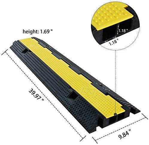 5 Pack Rubber Cable Ramp Hose Cable Protector Ramp 2 Channel 22000Lbs Load Capacity Traffic Speed Bump Wires Power Lines Extension Cord Cover for Indoor Outdoor