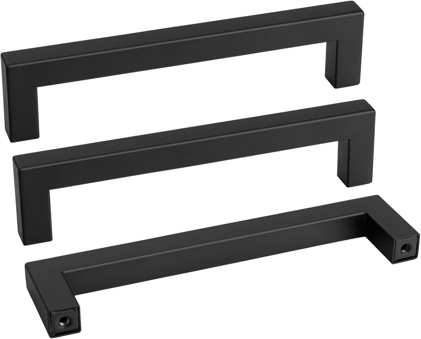 goldenwarm 50 Pack 6-1/4INCH Black Square Bar Cabinet Pull Drawer Handle Stainless Steel Modern Hardware for Kitchen and Bathroom Cabinets Cupboard,Center to Center 160mm Kitchen Cupboard Handles