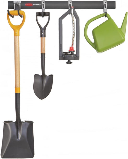Rubbermaid FastTrack Garage Storage Utility Hooks 5 Piece Black All in One Rail Hook Kit and Tool Organizer Heavy Duty for Home/Garage/Shed/Garden