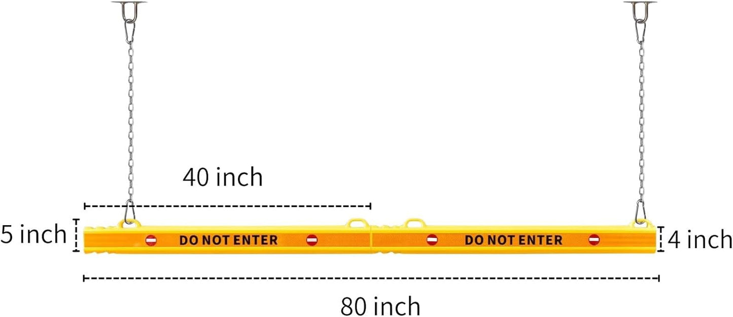 78” Height Guard Clearance Bar (Warning Sign) - MAX Clearance Adjustable to 7' 3" - Hanging Safety Bar with Reflective Yellow Stripes for Parking Lots, Warehouses, Garage Entrances
