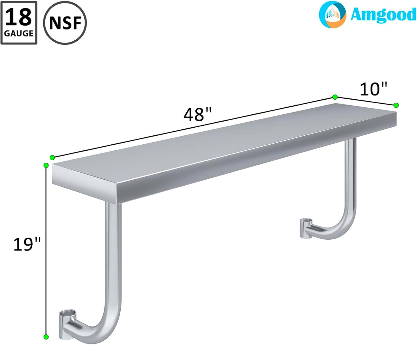 AmGood 13.5 in. x 49 in. Stainless Steel Adjustable Work Surface for 30 in. x 48 in. Equipment Stand