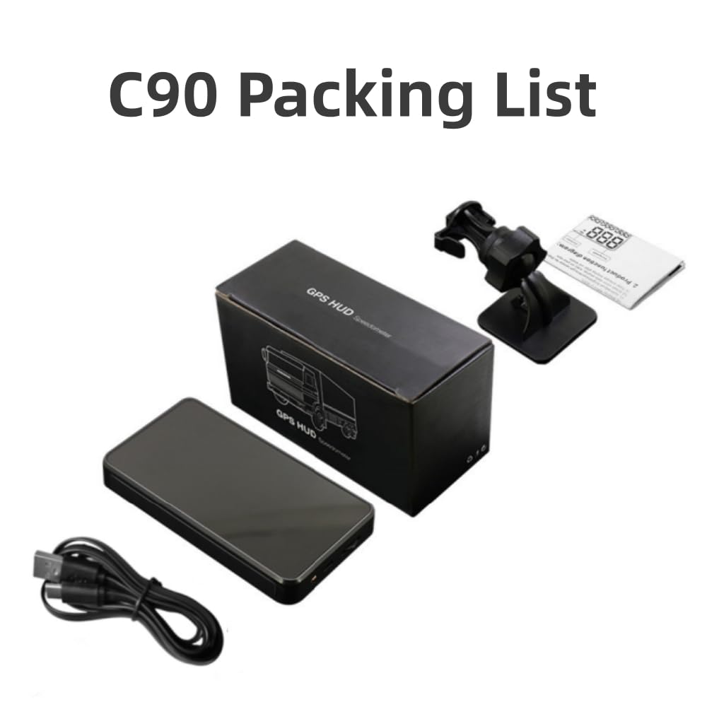 Digital GPS Speedometer Heads Up Display for Cars New HUD MPH Odometer Trip Meter for Trucks Golf cart All Vehicles, 5.3 Inch Big Screen, USB Cable Plug & Play (C90)