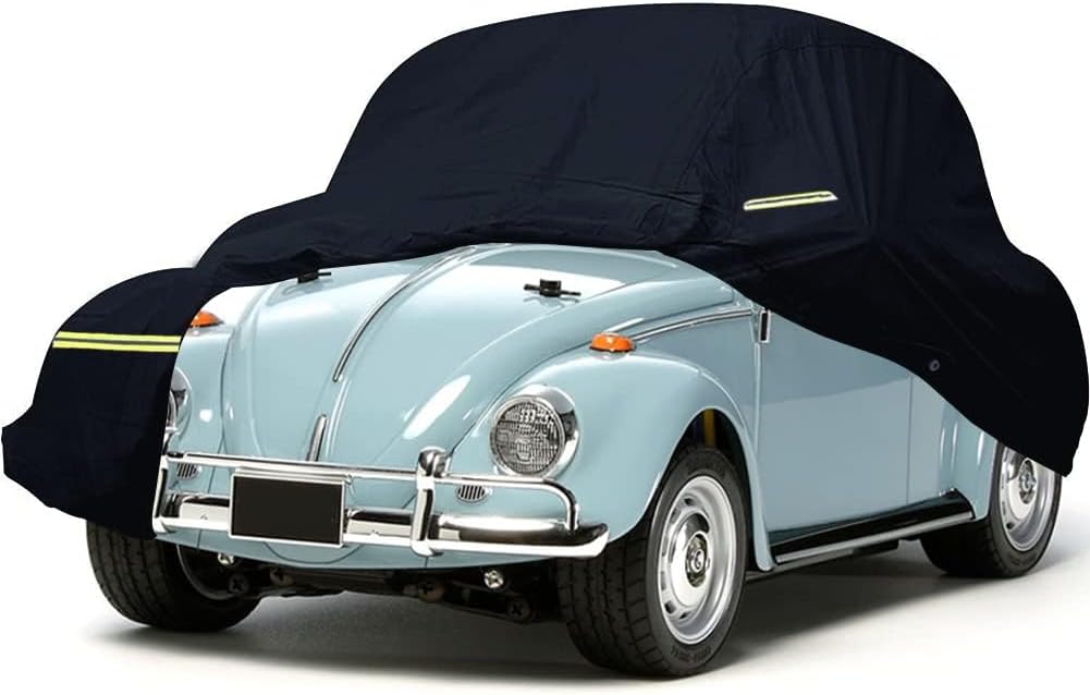 1960-1980 Volkswagen Beetle Sedan 2-Door Saloon Car Cover Waterproof All Weather, with Door Zipper, Windproof Strap, Anti-Theft Lock
