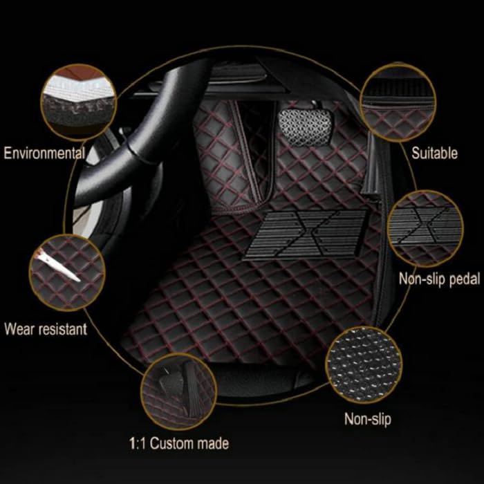 Customized Personalized car Floor mats, All-Weather Luxury car Floor mats, Waterproof and Anti Slip Leather car Floor mat Lining, 95% Customized car, Truck, and SUV Floor mats (Pink)