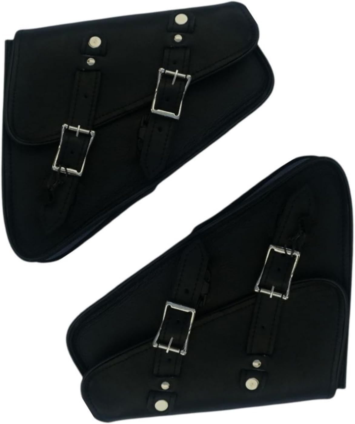 GARGOYLE BELLS Premium Naked Leather Swing Arm Bag For Motorcycle Left Side Solo Bags Saddle Bags For Softails Choppers (Style-2, Black)