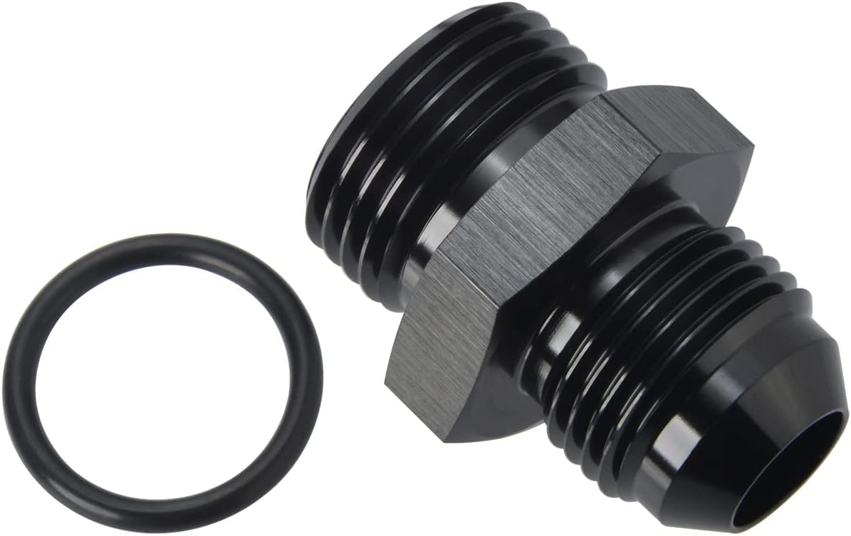 8AN Male Flare to 10AN ORB O-ring Boss Fuel Pump Rail Adapter Fitting Aluminum Black