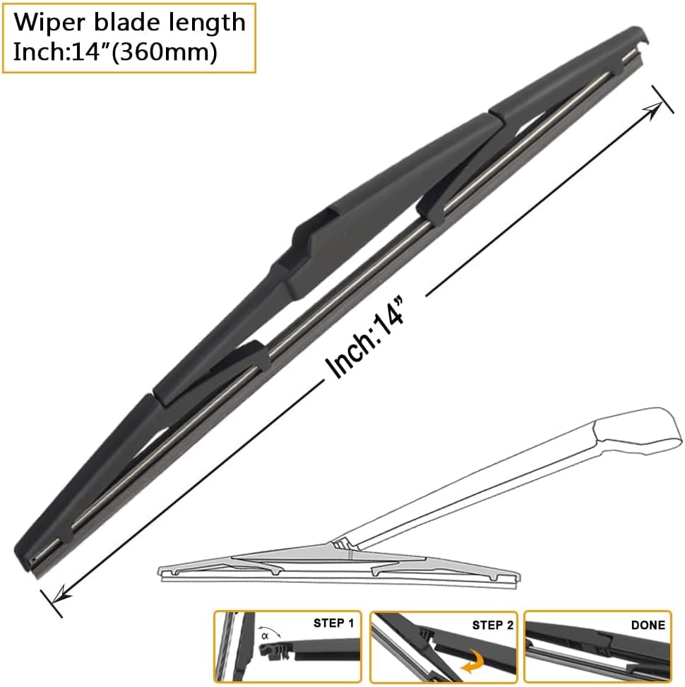 AUTOBOO 26"+20" Windshield Wipers with 14" Rear Wiper Blade Replacement for Chrysler Pacifica Voyager 2017 2018 2019 2020 2021 2022 2023 2024-Original Factory Quality (Pack of 3)