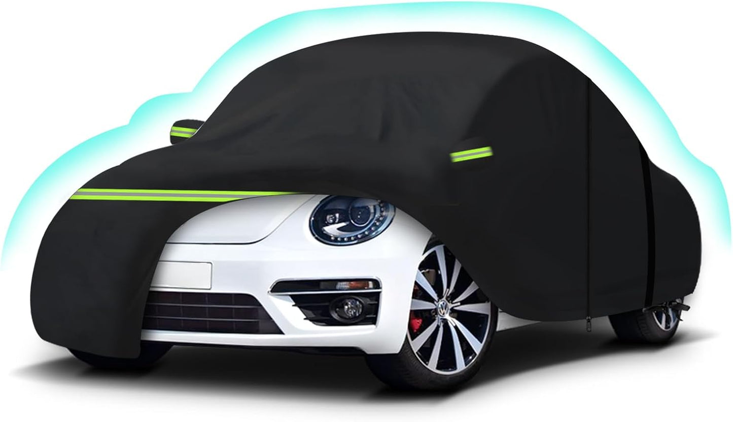 Car Cover Waterproof All Weather for 1998-2023 2-Door Saloon Car, Heavy Duty 7 Layers Outdoor Full Cover with Door Zipper, Black