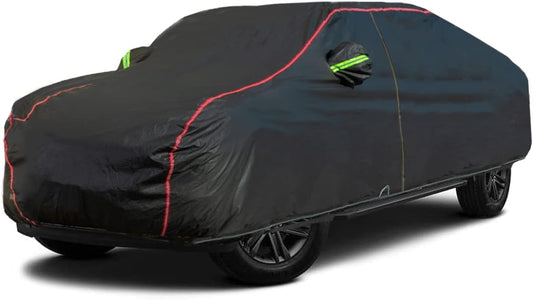 AUQDD 6-Layers PEVA New Material Truck Full Padded Car Cover Waterproof All Weather Weatherproof UV Sun Protection Snow Dust Storm Resistant Outdoor Exterior Custom Form-Fit Straps 213"-237" Black