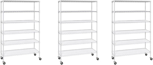 Generic Organize in Style with The Members Mark 6-Tier NSF Heavy Duty Wire Shelving, 47.75"" W x 18"" D x 75.5"" H (White, 3 PACK)