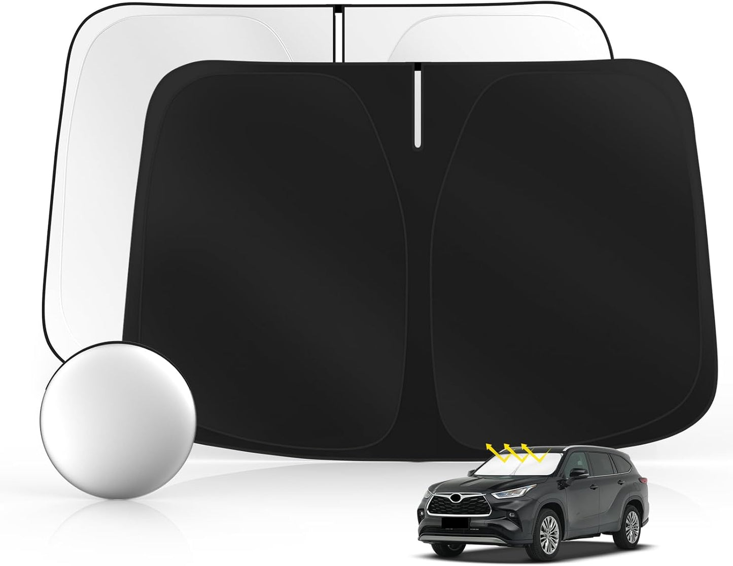 Windshield Sun Shade for Toyo-ta Highlander (L LE XLE Limited Platinum) 2020-2025 2026 Foldable Sunshade Custom Fit Front Window Car Interior Accessories Protector Blocks UV Rays