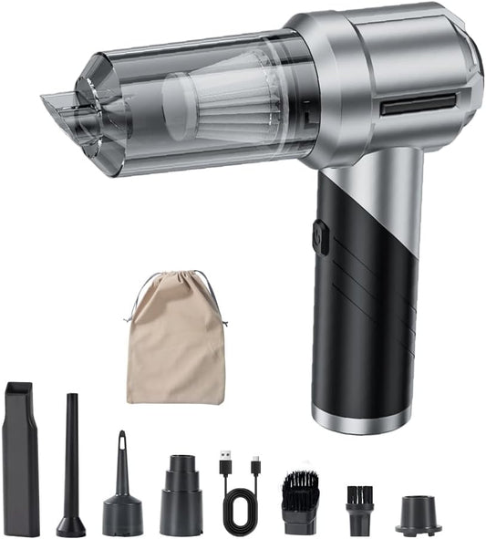 Handheld Foldable Car Vacuum, 4-in-1 18000PA Mini Vacuum Cleaner Portable Cordless, Air Blower, High Power Air Duster with Brushless Motor, for Car, Home, Office, Camping (Black)