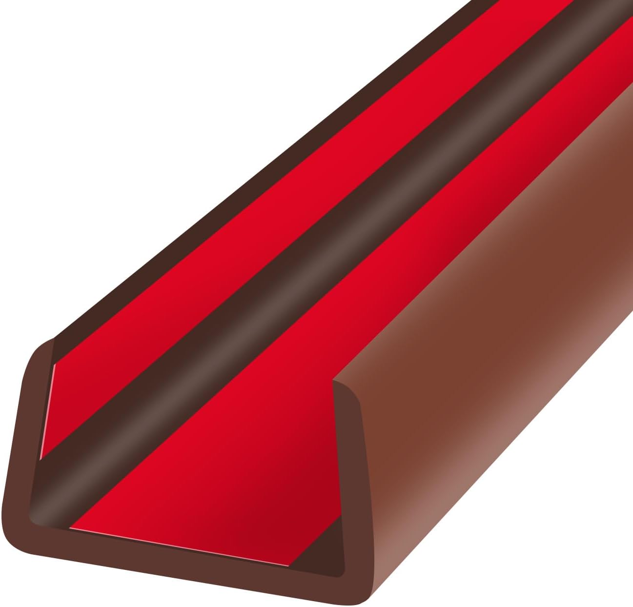Rubber Edge Trim, Flexible Self Adhesive U Shaped Peel and Stick Edge Banding, 1-3/8"(35mm) U Channel Edge Protector for Door Sides, Edge Guards for Woods, Furniture, 20Ft, Brown Color