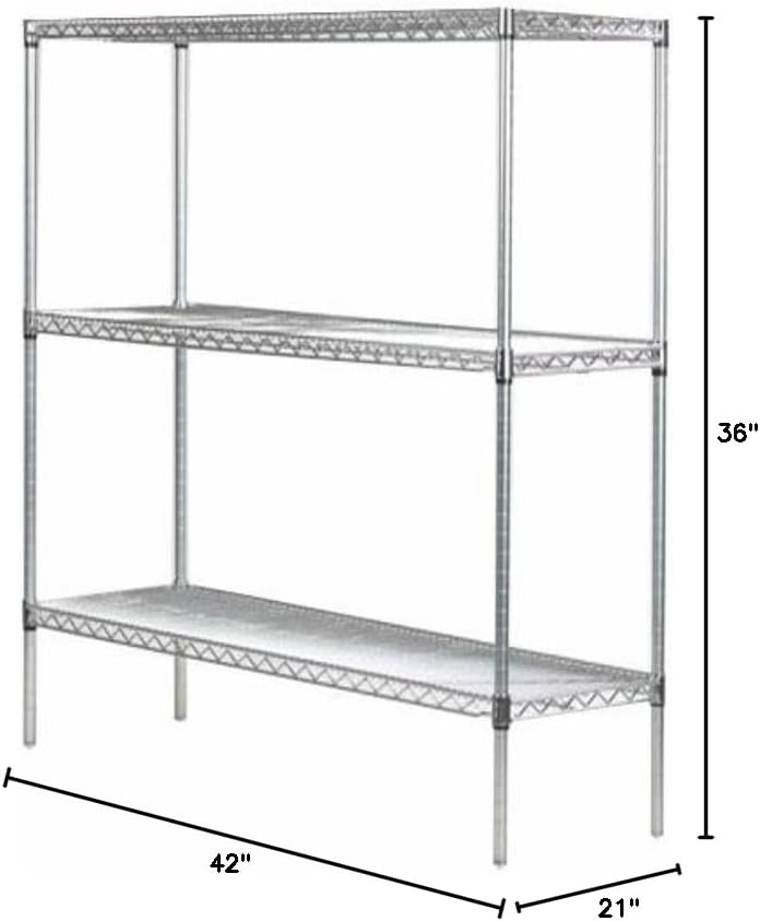 Omega 21" Deep x 42" Wide x 36" High 3 Tier Gray Starter Shelving Unit