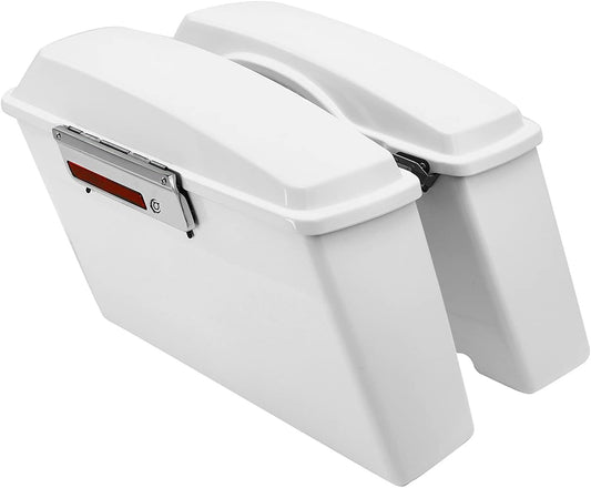 Green-L White Hard Saddlebags Fit for Harley Touring Road Glide King Street Glide Electra Glide 1994-2013