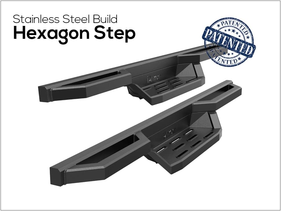 APS 304 Stainless Steel Pocket Steps Running Boards Side Bars Compatible with Jeep Wrangler 1987-2006