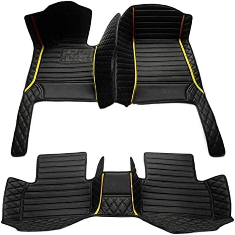 TAHALICustom Colors Car Floor Mats Black Pink for 99.9% Sedan SUV Sports， All-Weather Liners Car Floor mat，Luxury Leather Automotive Floor Mats (Black Yellow mats,3D Floor Mats)