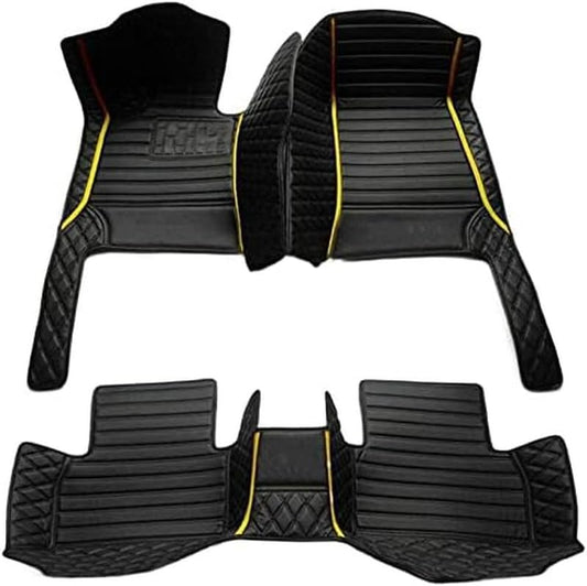 TAHALICustom Colors Car Floor Mats Black Pink for 99.9% Sedan SUV Sports， All-Weather Liners Car Floor mat，Luxury Leather Automotive Floor Mats (Black Yellow mats,3D Floor Mats)