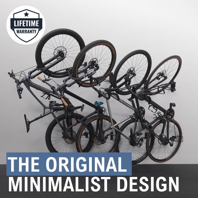 StoreYourBoard SwivelStow Bike Storage Rack 4 Pack, 2 MTB & 2 Road & Gravel Bike Wall Mounts, Heavy Duty Bike Hanger, No-Lift Bike Wall Mount for Garage Bike Storage, Holds 70 lbs, Patent-Pending