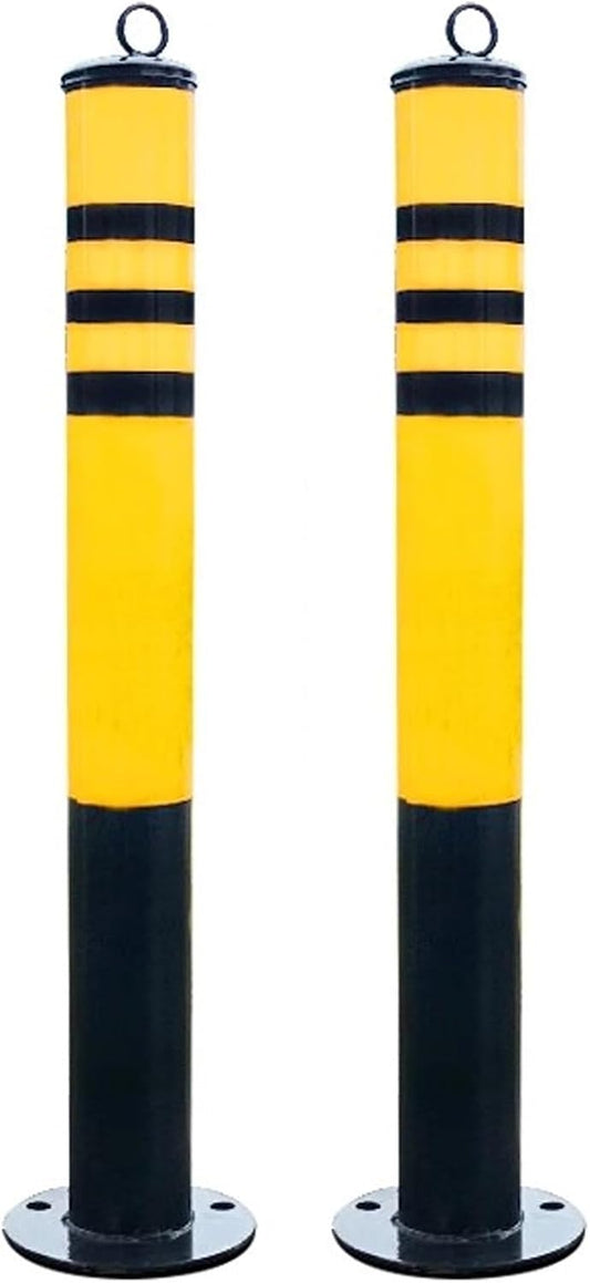 Safety Bollard, Driveway Barrier, Parking Stopper for Garage, Steel Car Parking Protection Posts, Caution Cones, Perfect for Traffic-Sensitive Area(Yellow A(2PCS))