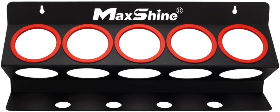 Maxshine Universal Detailing Spray Bottle Holder - Mobile Detailing & Car Garage Organizer, Holds 5 Sprayers (16oz) with 4 Small Holes, Lightweight Design, Easy Wall Mounting (Set 2)