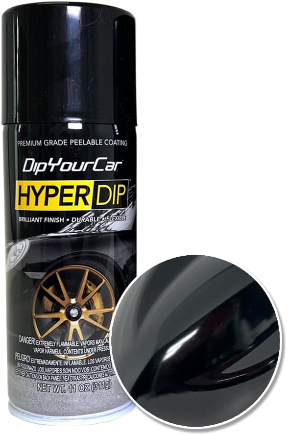 DipYourCar.com HyperDip Paint - Can of Sprayable Automotive Dip Coat - Removable Peelable Paint Protection for Cars - Piano Black Gloss Coat Spray