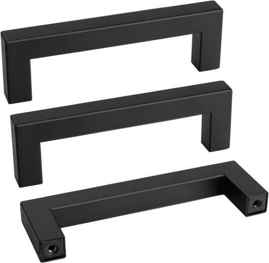 goldenwarm 22 Pack 3-3/4 inch Black Square Bar Cabinet Pull - Drawer Pulls Cabinet Handle Stainless Steel Modern Hardware for Kitchen and Bathroom Cabinets Cupboards