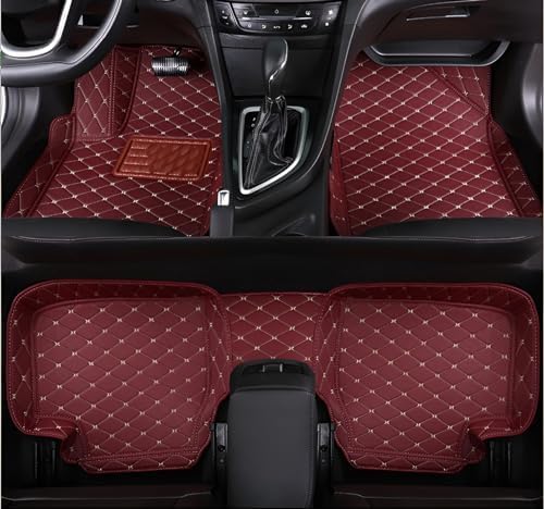 Add Personal Touch to Your Vehicle with IMEISH Customizable Logo Text Car Mats for 99% of vehiclesPads Protection Non-Slip Leather Floor Liners (Wine red)
