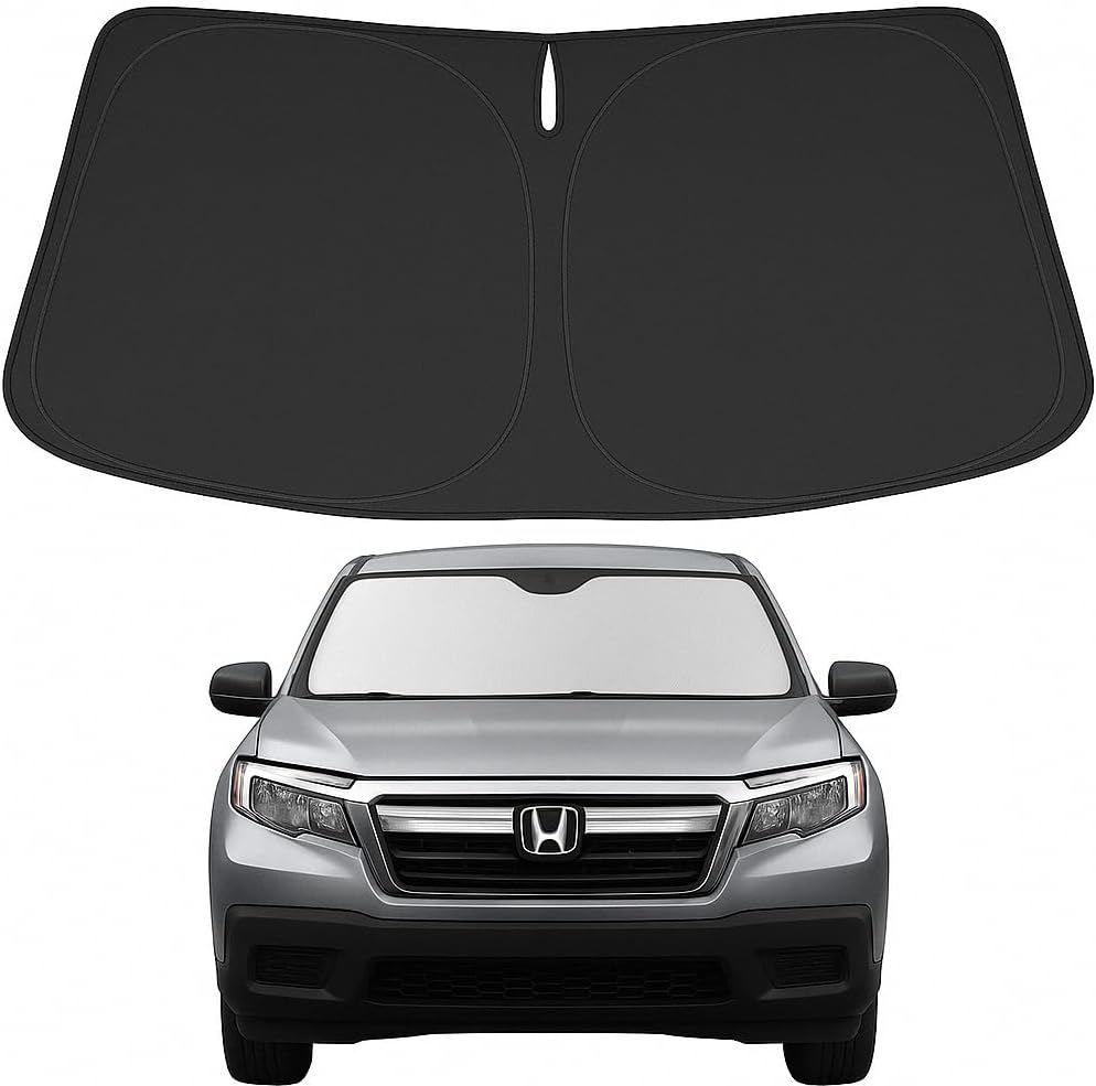 Proadsy 2025 Upgrade Windshield Sun Shade Custom Fit Honda Ridgeline 2017-2024 2025 4-Layer Foldable Front Sunshade Protector Sun Visor Blocks UV Rays Keep Car Cooler