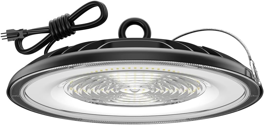 LED High Bay Light 200W, 28000LM 5000K UFO High Bay LED Light with US Plug, Hanging Hook, IP65 Waterproof Commercial Bay Lighting for Barn, Warehouse, Factory ETL Listed