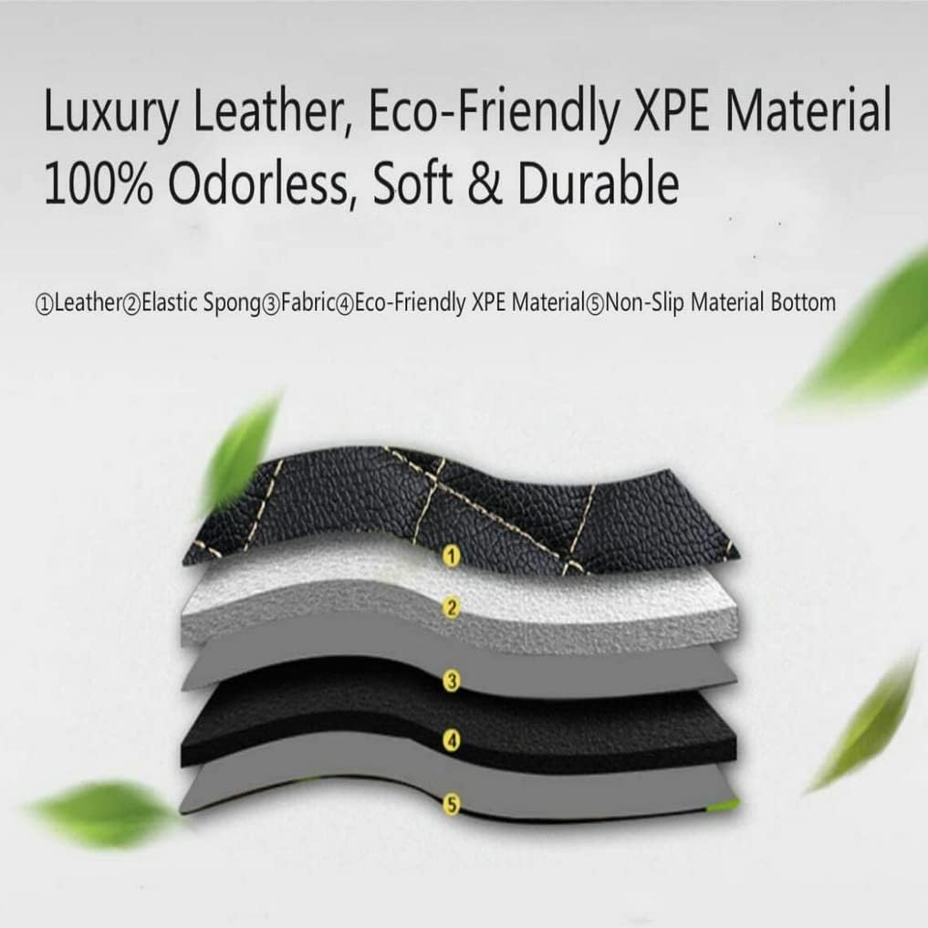 Custom All-Weather Protection Leather Car Floor Mats for Cars Sedan SUV Sports Car Waterproof Floor Mat (Black White)