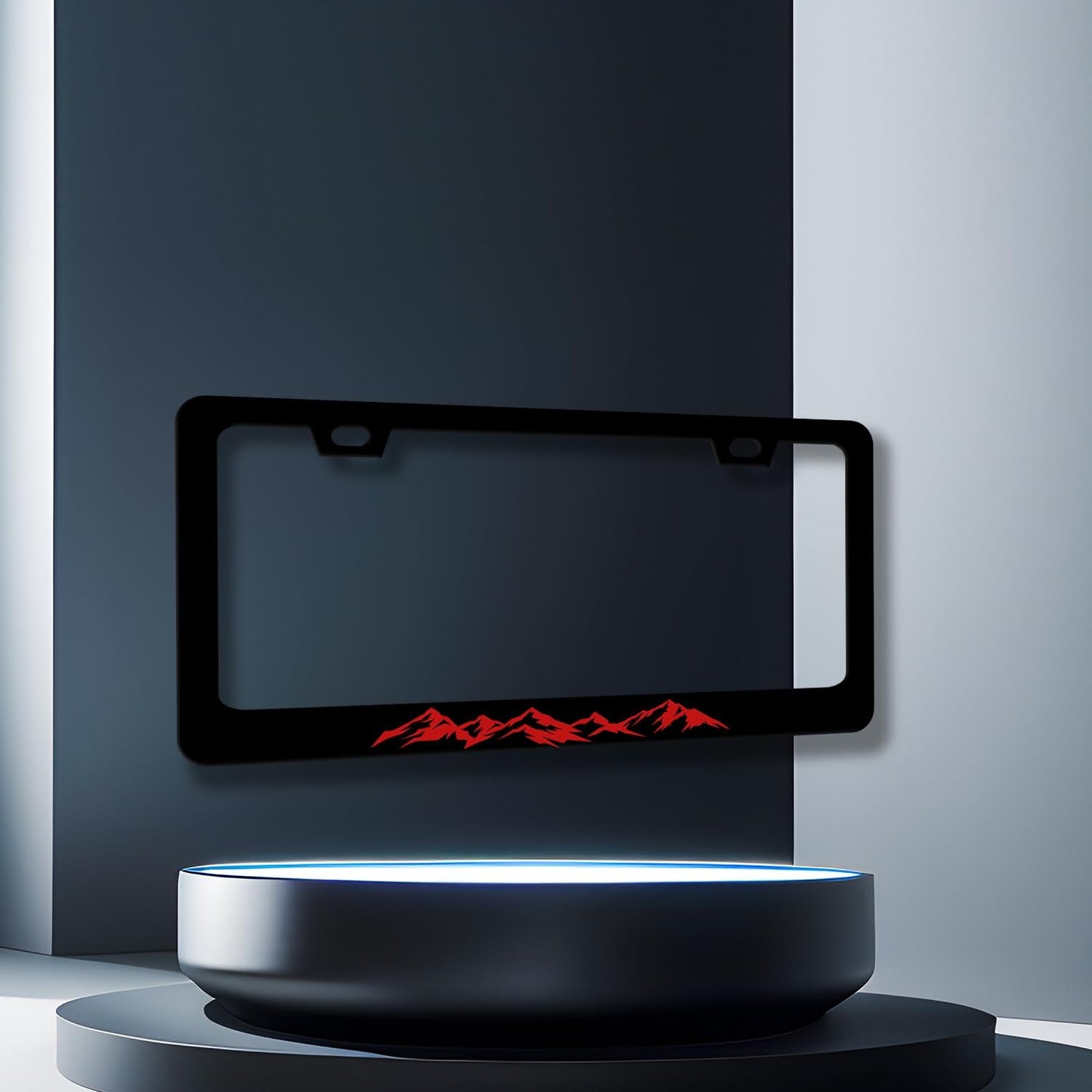 Mountain License Plate Frame Colorful Mountains License Plate Stainless Steel Funny Black Accessories Cars Decor 12.2 X 6.2 Inch with 2 Holes and Screws Fits Standard Us Ca Vehicles