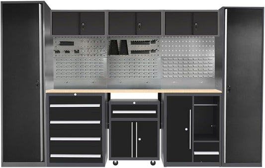 JZD Metal Garage Tool Cabinet Set, Heavy Duty, Included Rolling Chest, for Auto Repair Shop Basement Factory