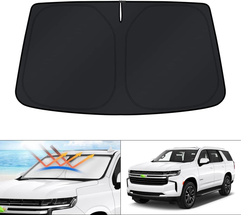KUST Windshield Sun Shade for Chevrolet Tahoe Accessories 2021-2024 2025 Window Sunshade Sun Visor Protector Foldable Blocks UV Rays Keep Your Car Cooler
