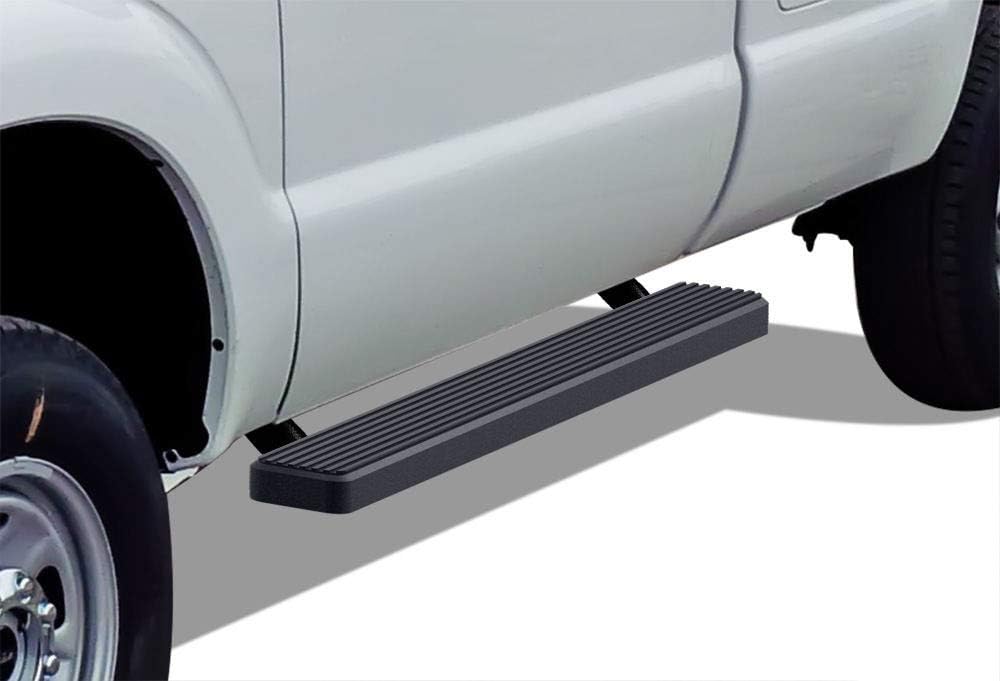 APS Running Boards (Nerf Bars Side Steps Step Bars) Compatible with Ford F250 F350 Super Duty 1999-2016 Regular Cab (Stainless Steel Black Powder Coated 5 inches)