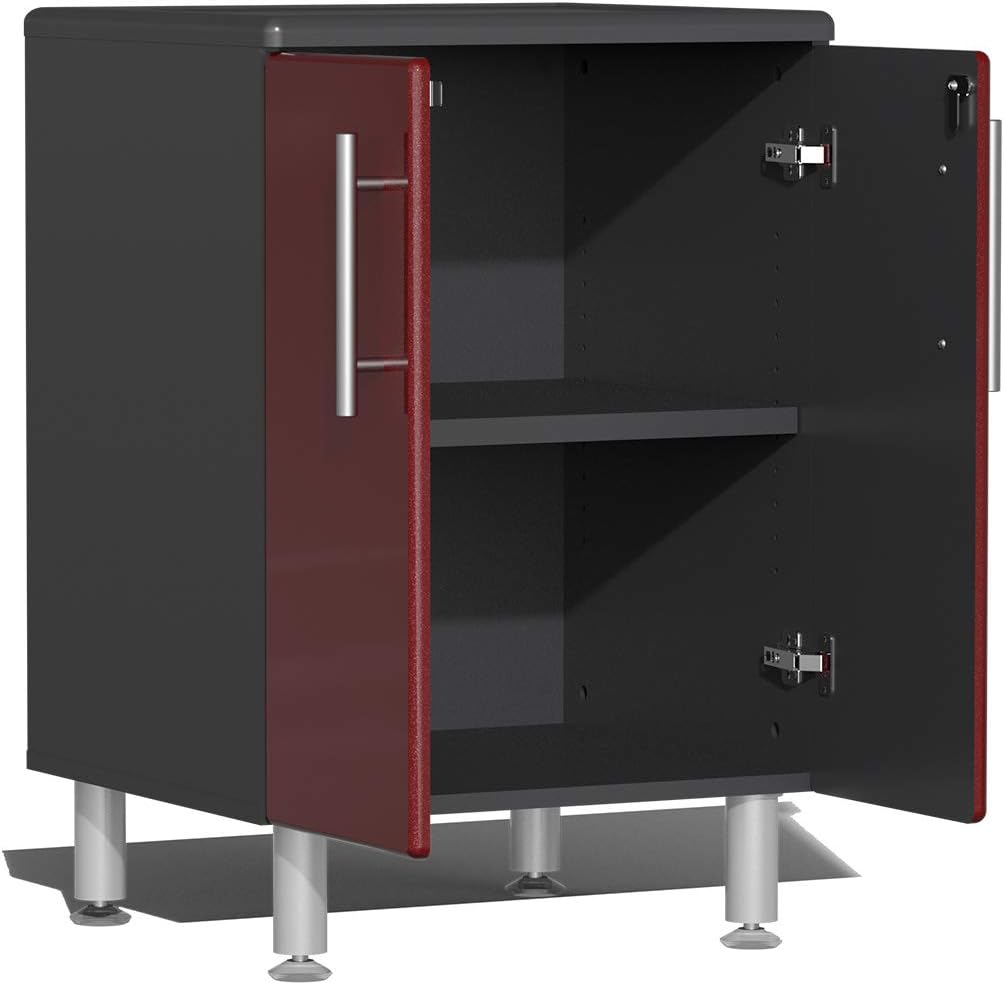 Ulti-MATE UG23101R 10-Piece Garage Cabinet Kit with Channeled Worktop in Ruby Red Metallic
