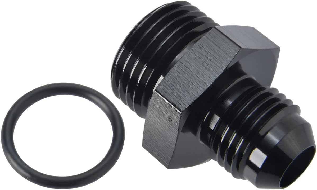 6AN Male Flare to 8AN ORB O-ring Boss Fuel Pump Rail Adapter Fitting Aluminum Black