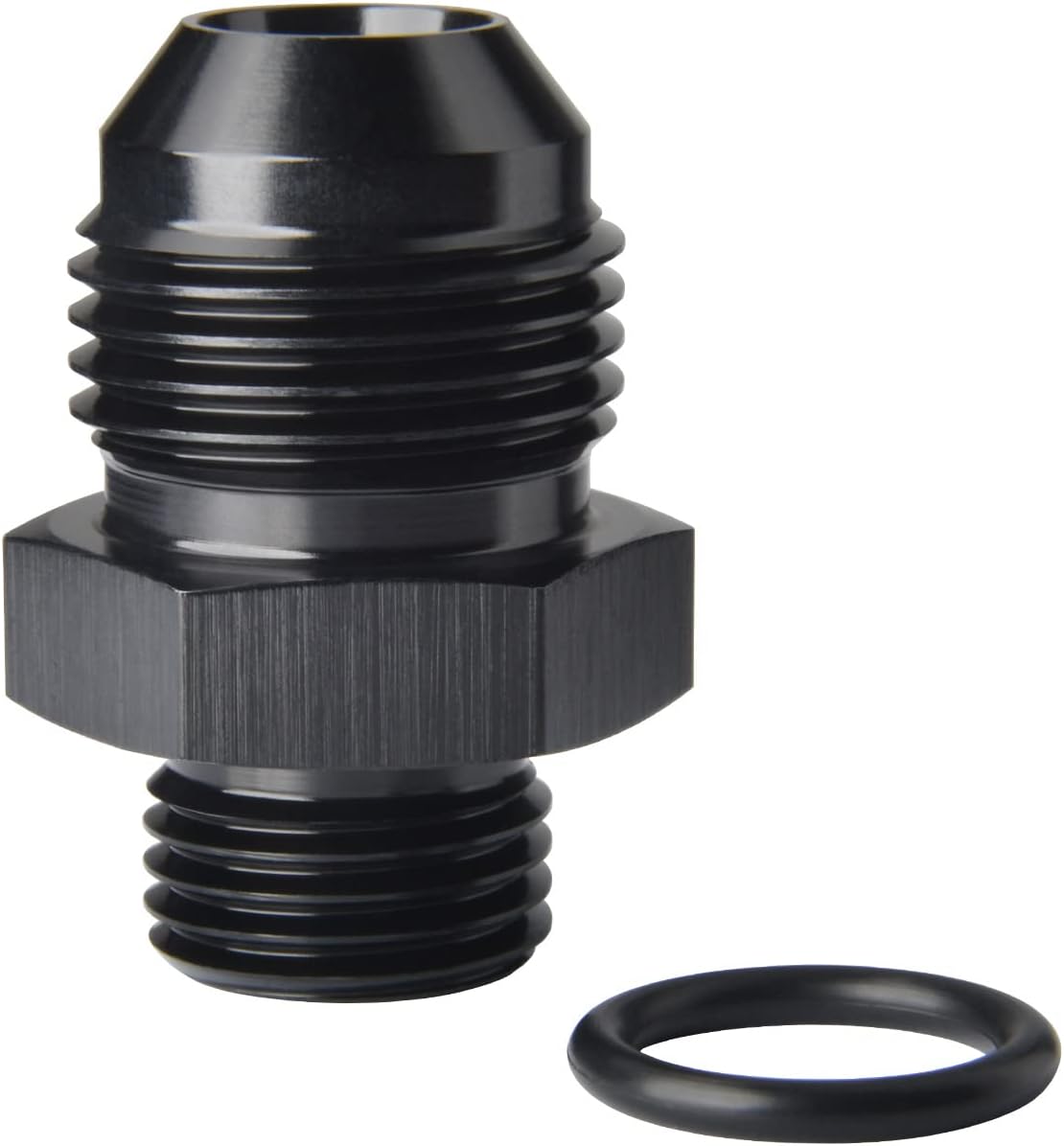 8AN Male Flare to 6AN ORB O-ring Boss Fuel Pump Rail Adapter Fitting Aluminum Black