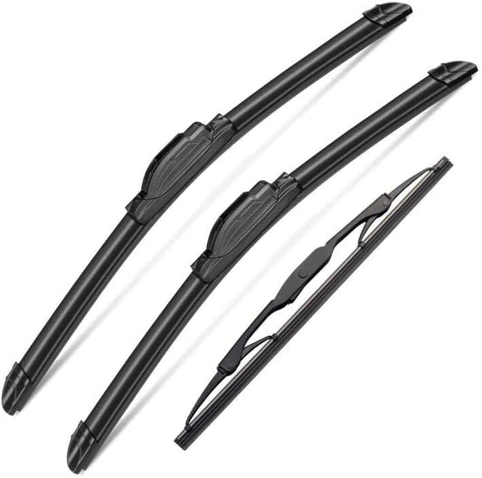 3 Wipers Set-26"+14" Front Windshield Wipers and 10" Rear Wiper Blade for -Factory Original Equipment Replacement (Pack of 3) Top Lock