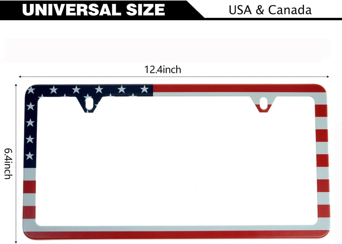 License Plate Frames,2 Packs Front Rear Car Tags,Aluminum Alloy License Plate Cover,No Rust,Water Proof,Wear Resistant,Car Accessories (Colorful USA Flag)