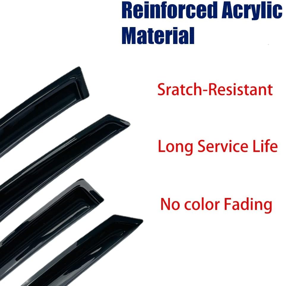 MA38 Side Window Visor Wind Vent Deflector fit for 2016-2021 Mazda CX9,4pcs Dark Smoke Nice Looking Outside Mount Style Tape On Sun Rain Guards Set