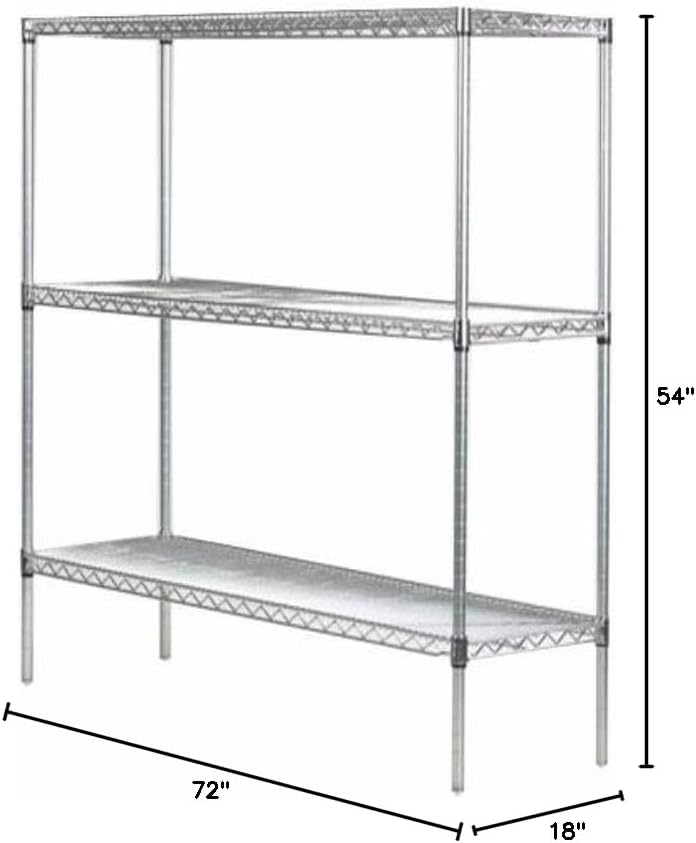 Omega 18" Deep x 72" Wide x 54" High 3 Tier Gray Starter Shelving Unit
