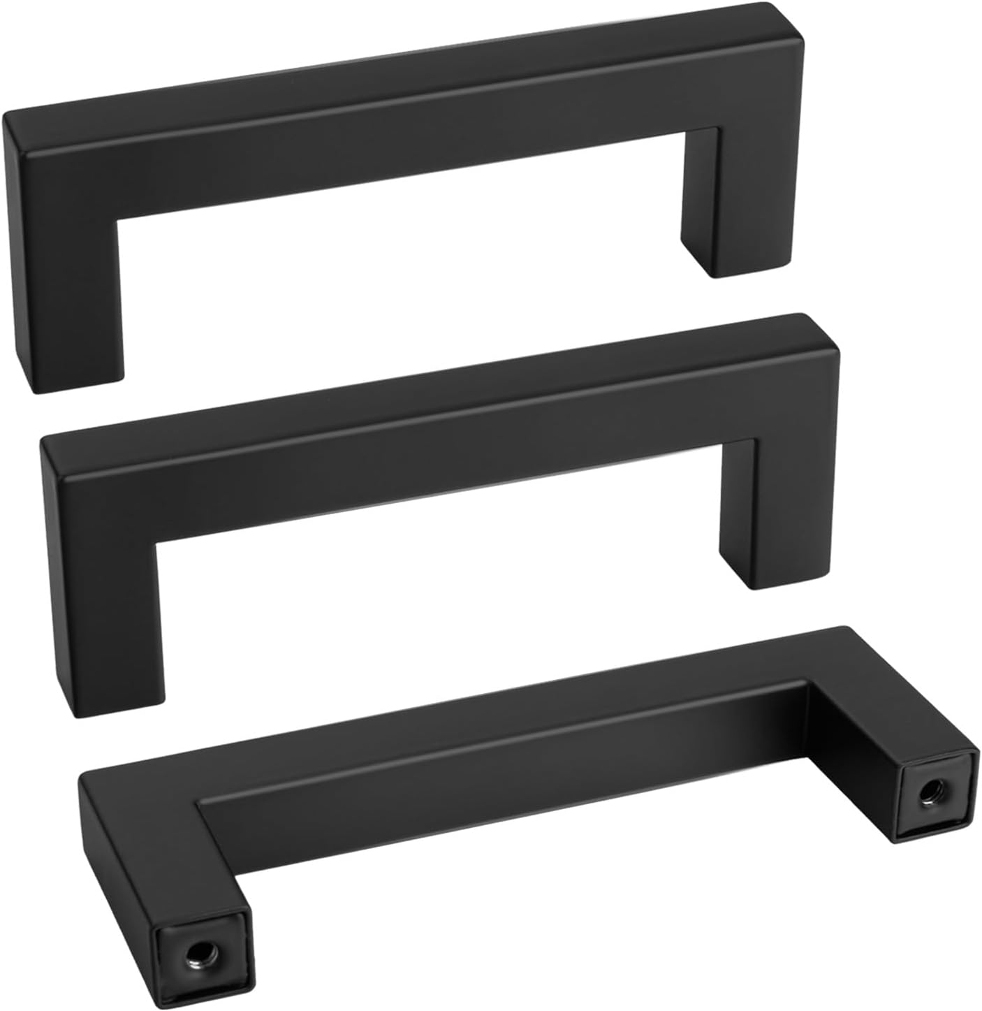 goldenwarm 100 Pack 3 1/2 Inch Black Cabinet Handles Matte Black Drawer Pulls Stainless Steel Cabinet Hardware Square Bar Modern Cabinet Pulls for Kitchen Bathroom Cupboard