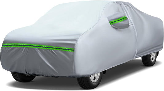 AUQDD 6-Layers Premium Truck Car Cover Waterproof All Weather Weatherproof UV Sun Protection Snow Dust Storm Resistant Outdoor Exterior Custom Form-Fit Full Padded Car Cover with Straps 230"-260" K15