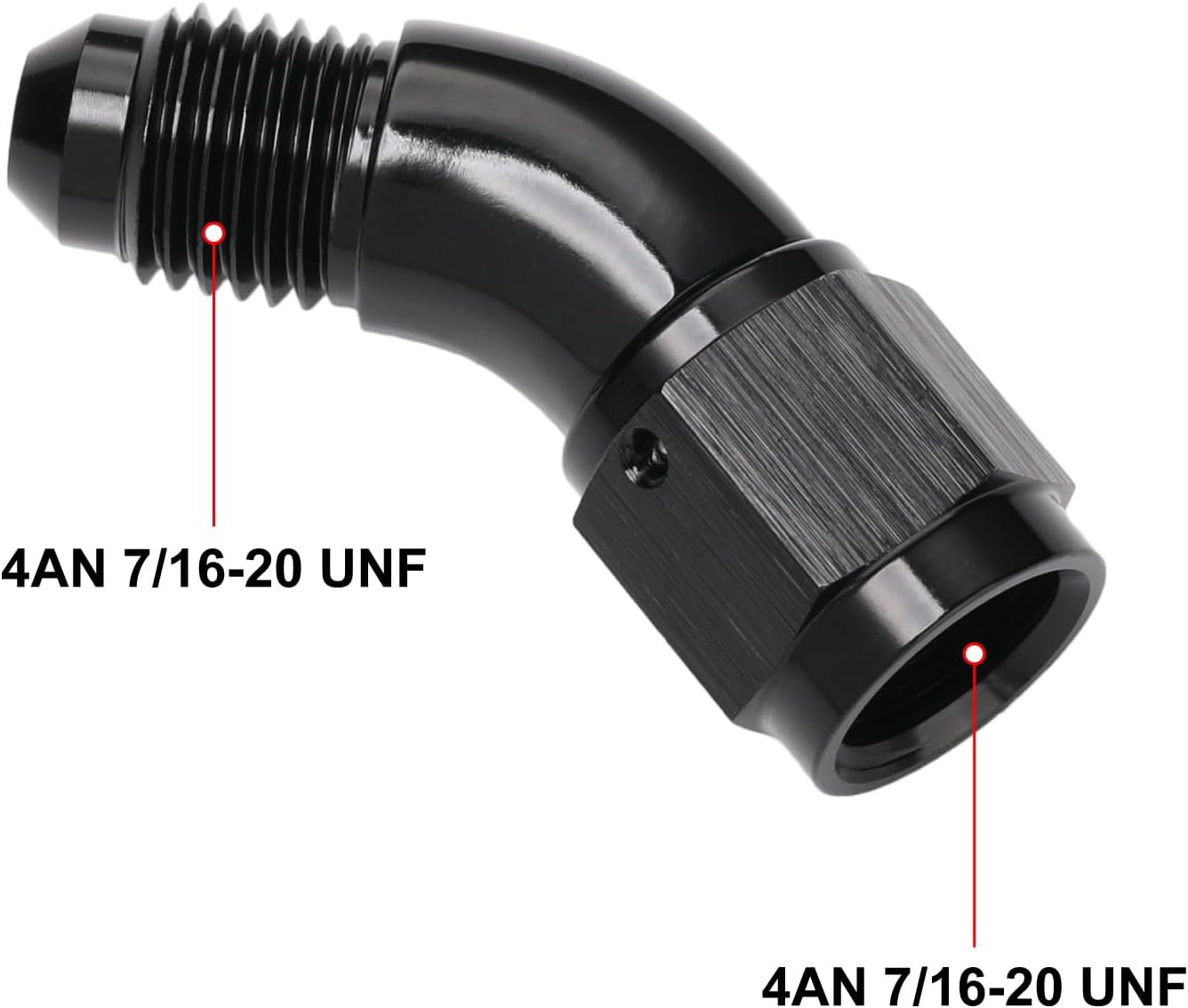 45 Degree 4AN Male to 4AN Female Swivel Full Flow Fitting Adapter Coupler Aluminum Black