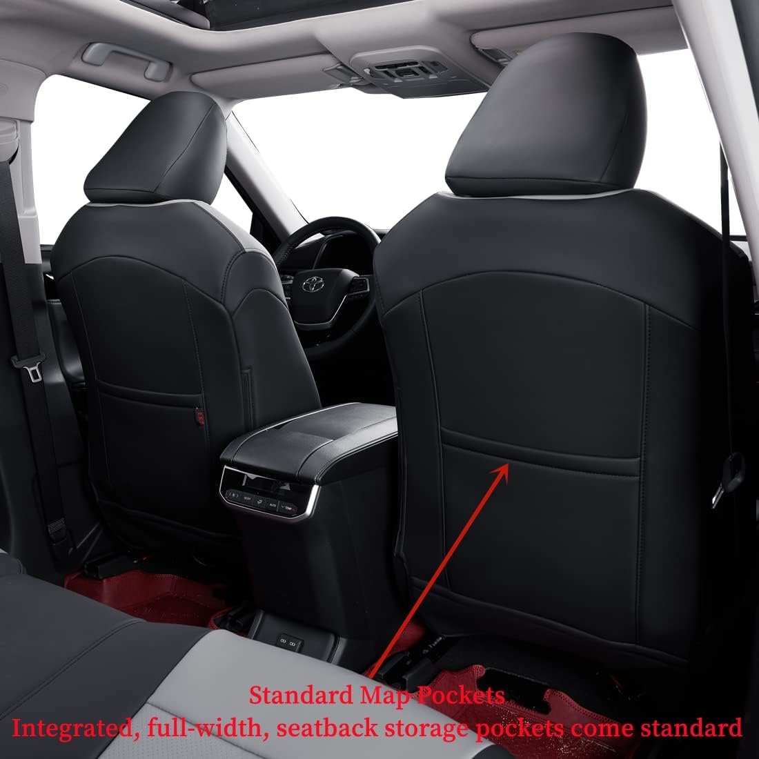 coverdream Custom Seat Covers Compatible with Select Toyota Camry Hybrid 2012 2013 2014 2015 2016 2017 Models - Leatherette (Black/Gray,Full Set)