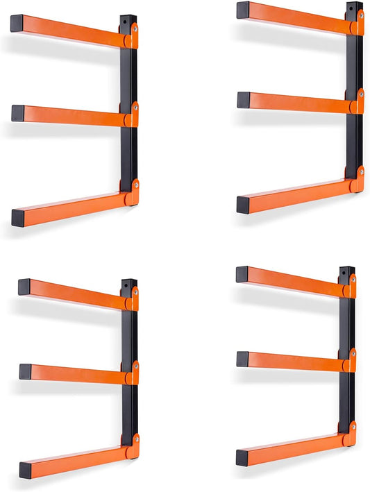 Ultrawall Wall Mount Wood Organizer and Lumber Storage Metal Rack with 3-Level - Indoor & Outdoor Use, 4 Pack