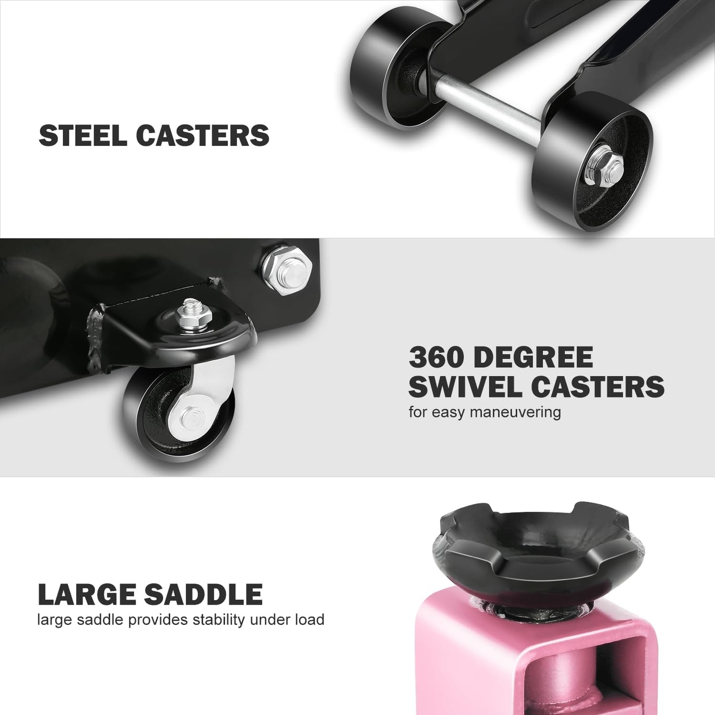 DNA MOTORING 3 Ton Low Profile Floor Jack, 3 tons (6000 lbs) Capacity Fast Lift Hydraulic Trolley Service/Floor Jack, 7.7 "-21" Lifting Range, Pink, TOOLS-00674-PK