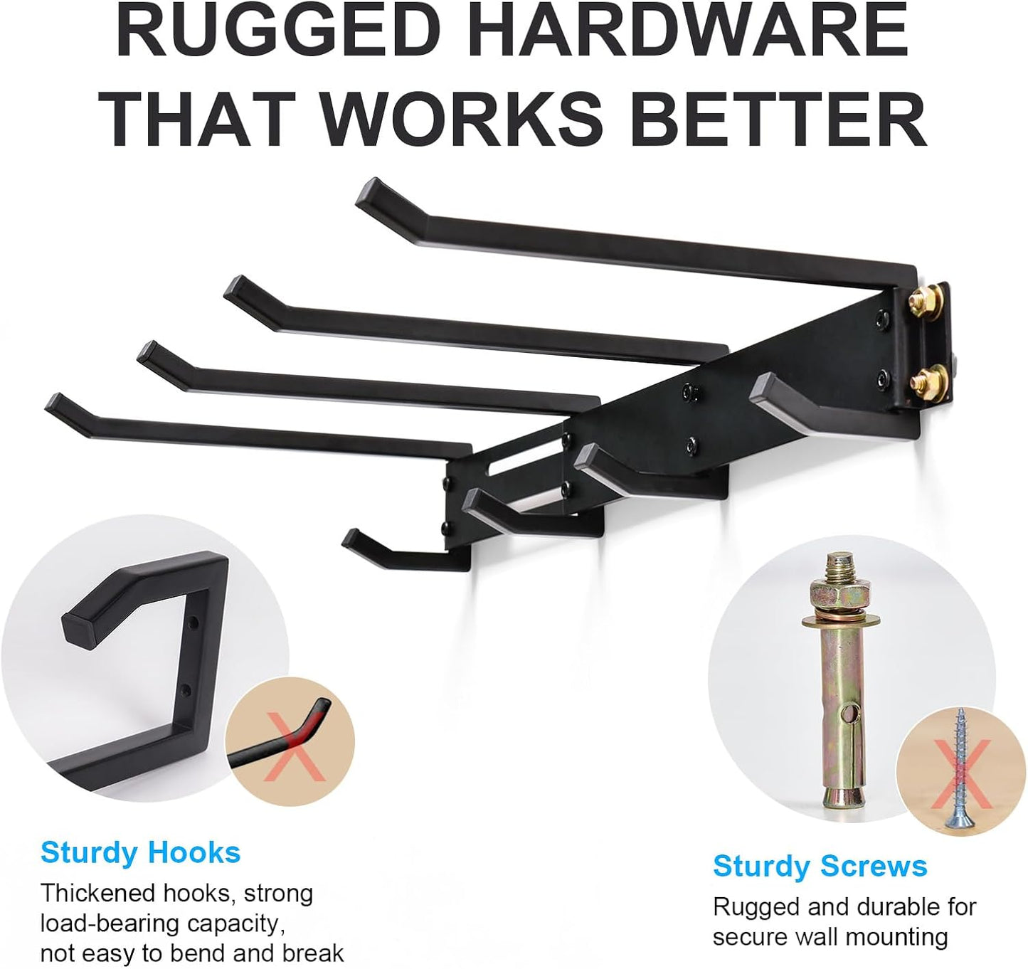 Folding Chair Storage Hangers Garage Wall Mounted, Heavy Duty Garden Tool Storage Rack, Garage Hooks for Ladders, Chairs, Shovels, Broom, Power Tools,Holds up to 300 lbs