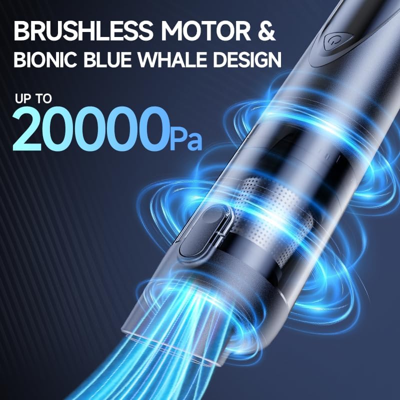 Rendoo Cordless Car Vacuum Cleaner - Portable Handheld Vacuum with Strong Suction, Wet/Dry Mini Vacuum for Car Detailing, Rechargeable Auto Vacuum with Detailing Kit